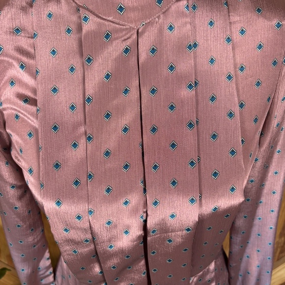 Vintage Victorian Dark Academia Top – Mauve Geometric Print Top – Long Sleeve - Picture 5 of 9